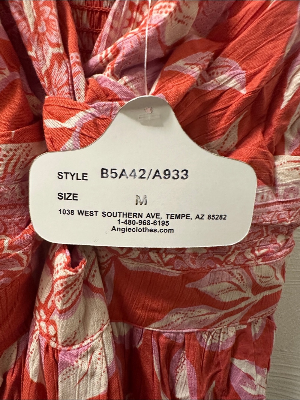 NWT Angie Womens Coral Floral Tie Front Wide Leg Jumpsuit Medium - Picture 6 of 9